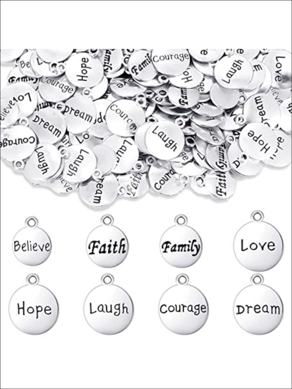 160 Pc Inspirational Word Charms Alloy for Jewelry Making DIY Crafts